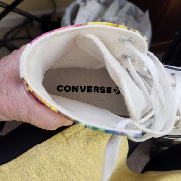 Converse Chuck Taylor All Star Skull Floral Watercolor High Top Mens 5 Womens 7 - Picture 5 of 12